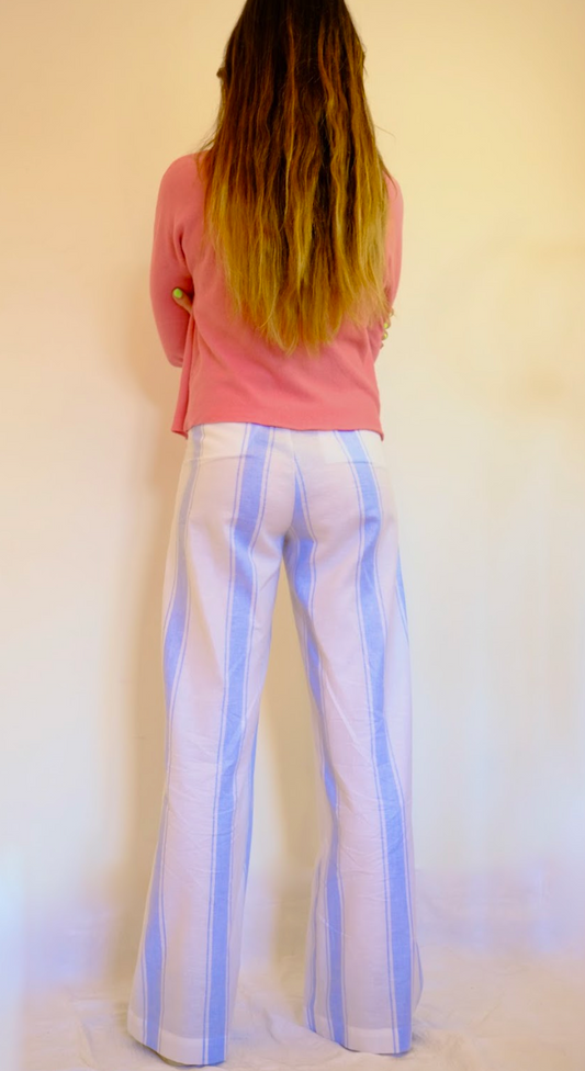 Pantaloni Jackie Righe Azzurre